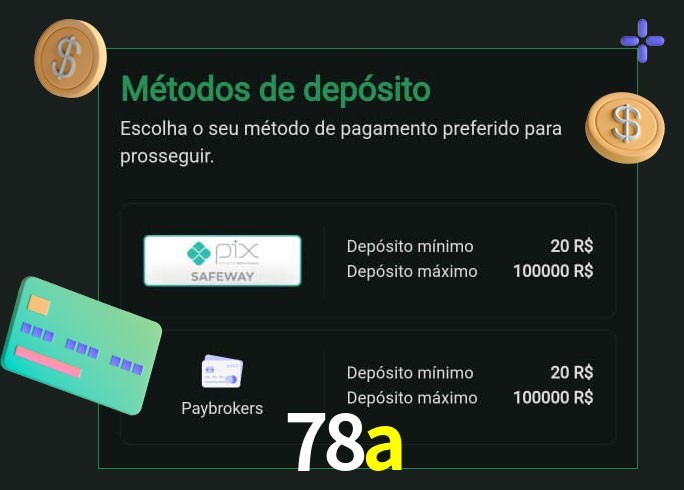 O cassino 78a oferece uma grande variedade de métodos de pagamento